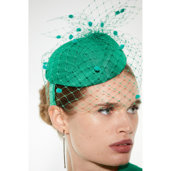 Karen Millen Emily-London Spot Veil Pillbox Hat