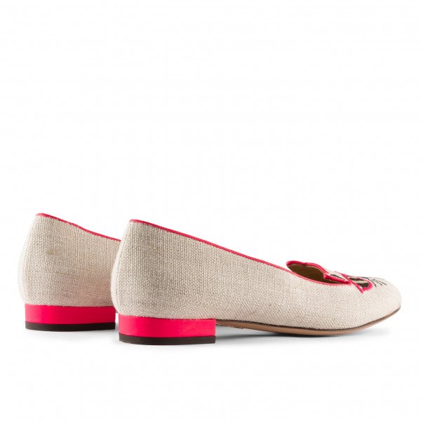 Charlotte Olympia Canvas Kitty Flats