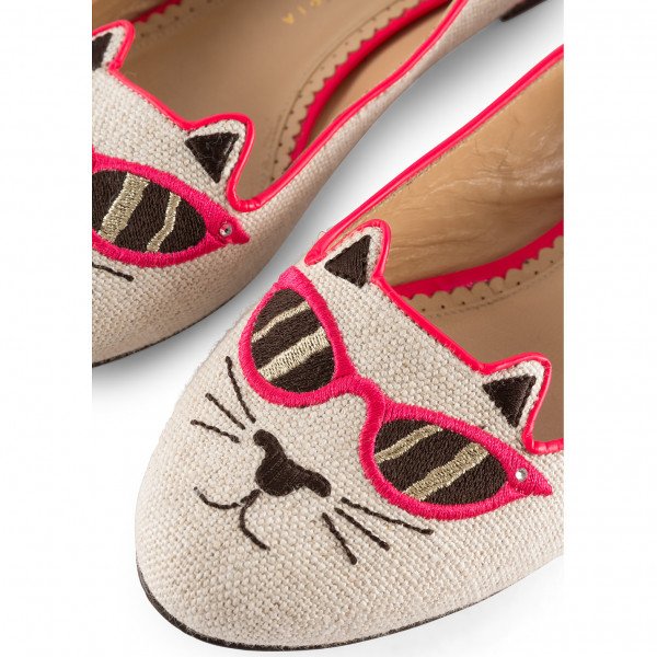 Charlotte Olympia Canvas Kitty Flats