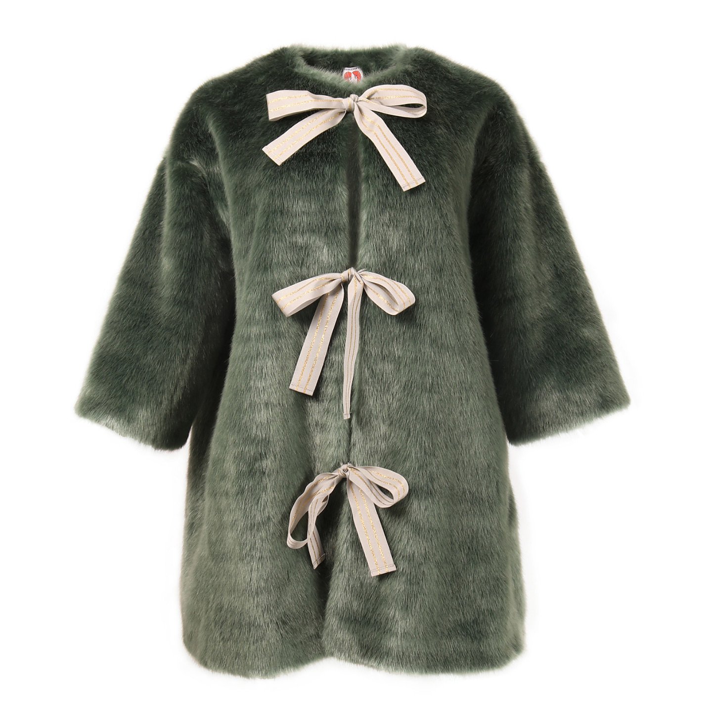 Shrimps Ribbon Tied Faux Fur Coat