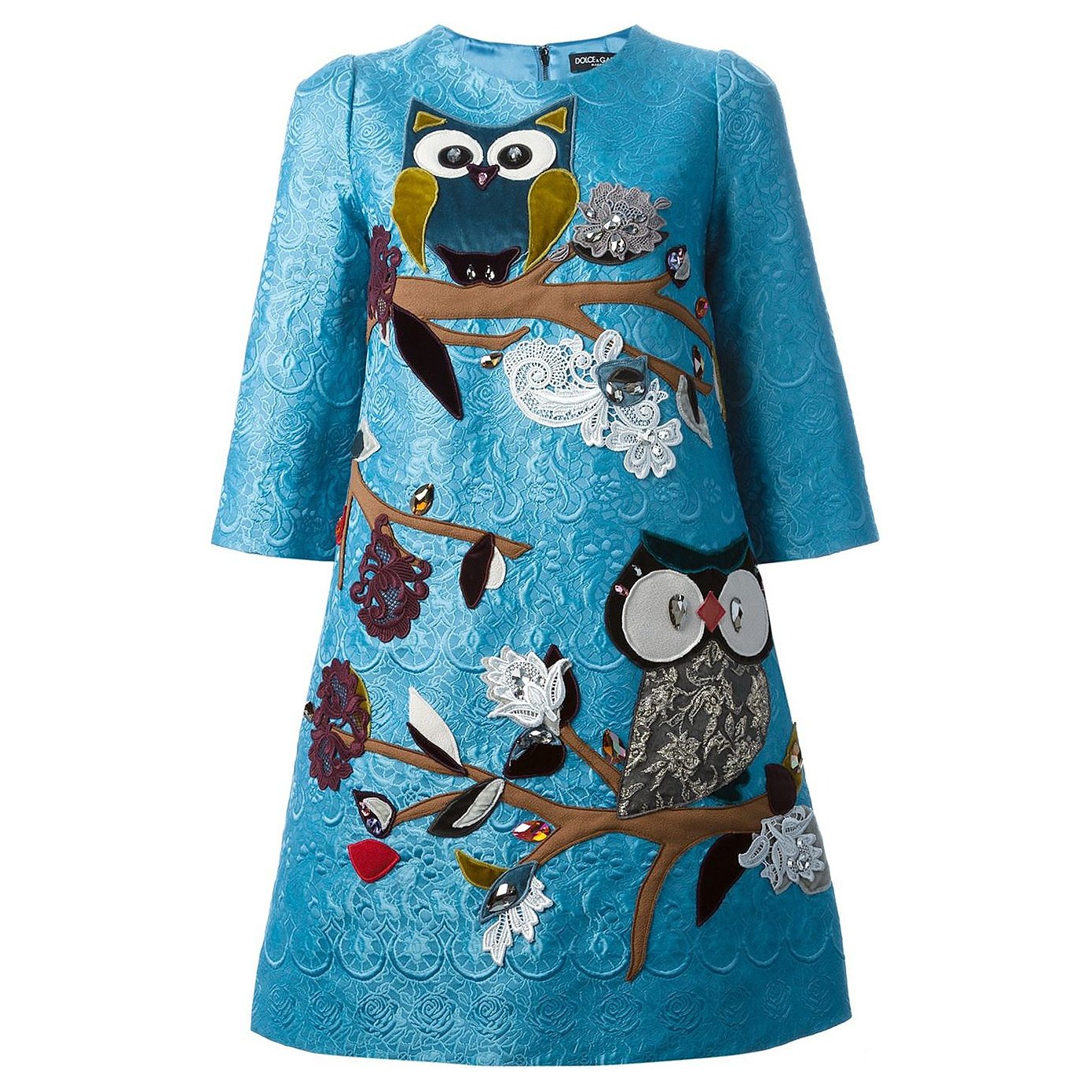 Rent Buy DOLCE & GABBANA Owl Embroidered Dress | MY WARDROBE HQ