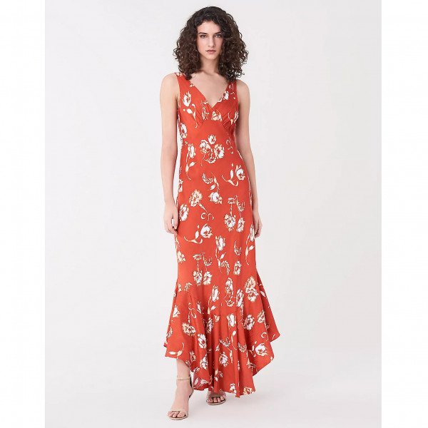 Diane von Furstenberg Florain Jacquard Asymmetrical Gown