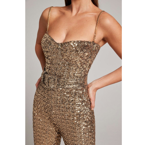 Nadine Merabi Lucinda Gold Jumpsuit