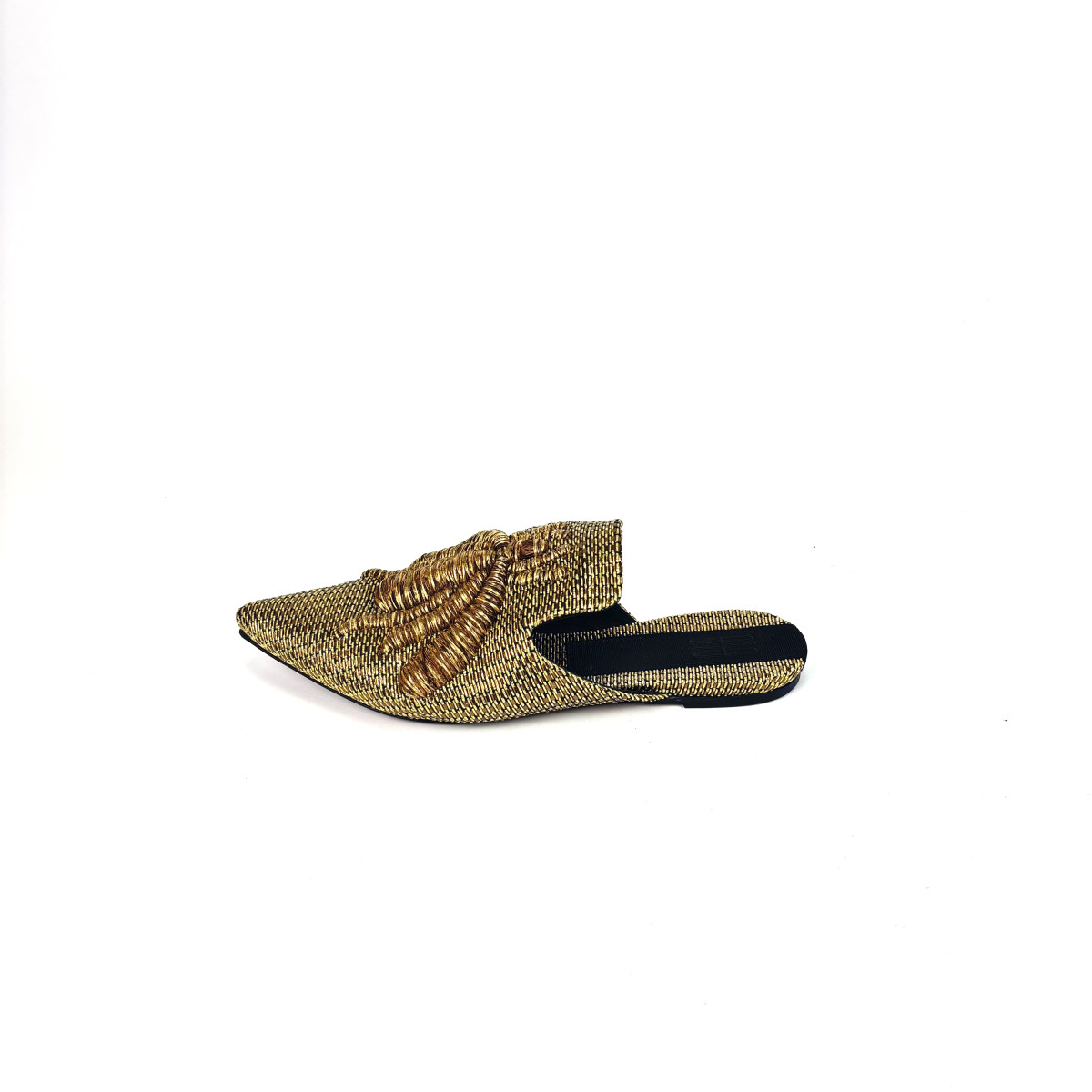 Sanayi Metallic Raffia Embroidered Bee Mules