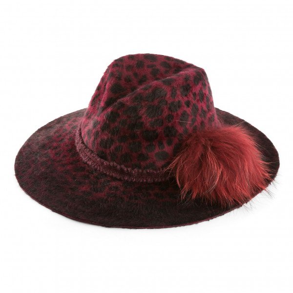 Nicola De Selincourt Leopard Print Pompom Trilby Hat