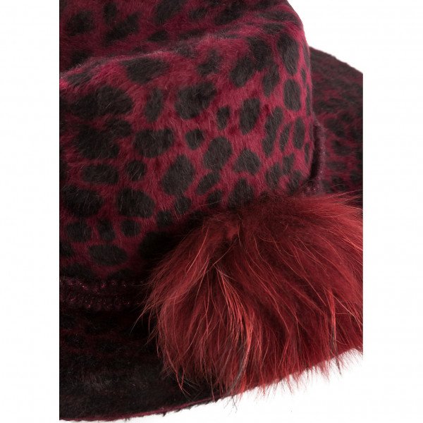 Nicola De Selincourt Leopard Print Pompom Trilby Hat