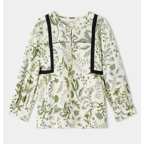 Jigsaw Botanist Floral Linen Blouse