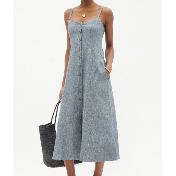 Three Graces London Bonita Linen Midi Dress