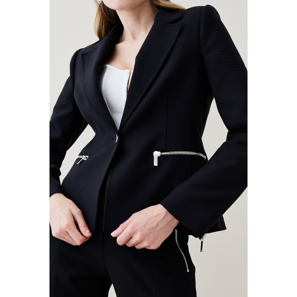 Karen Millen Compact Stretch Biker Detail Tailored Jacket