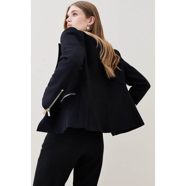 Karen Millen Compact Stretch Biker Detail Tailored Jacket