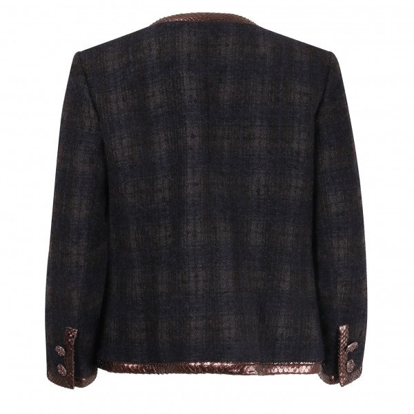 CHANEL Check Jacket With Python Trim