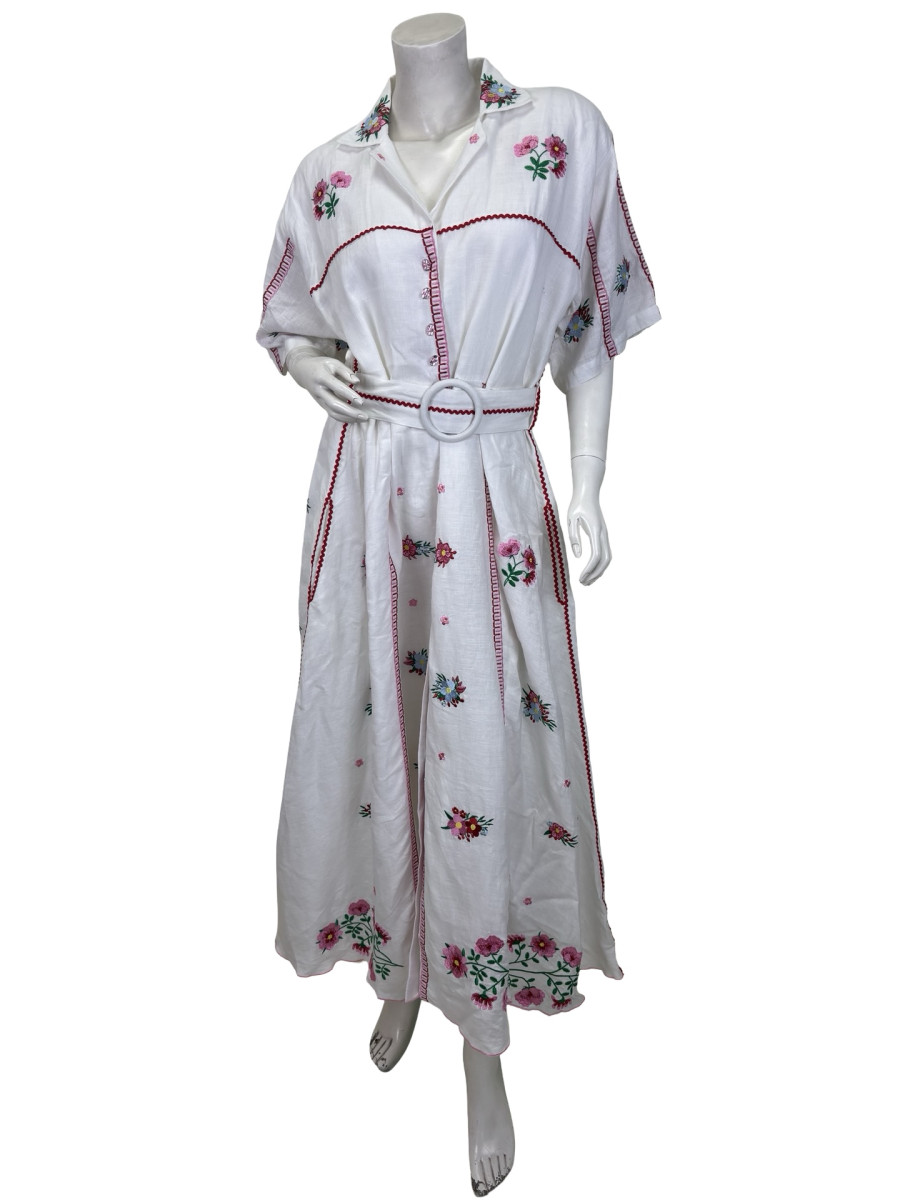 Gül Hürgel White Maxi Floral Embroidered Dress