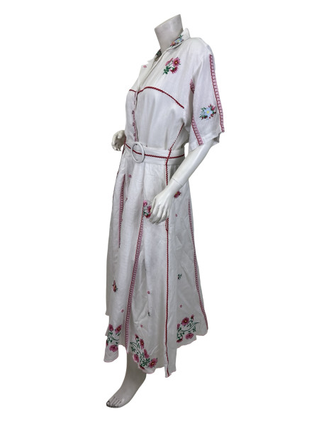 Gül Hürgel White Maxi Floral Embroidered Dress