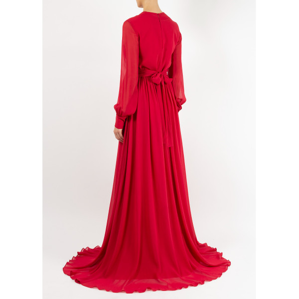 Dhela V-Neck Silk Chiffon Gown