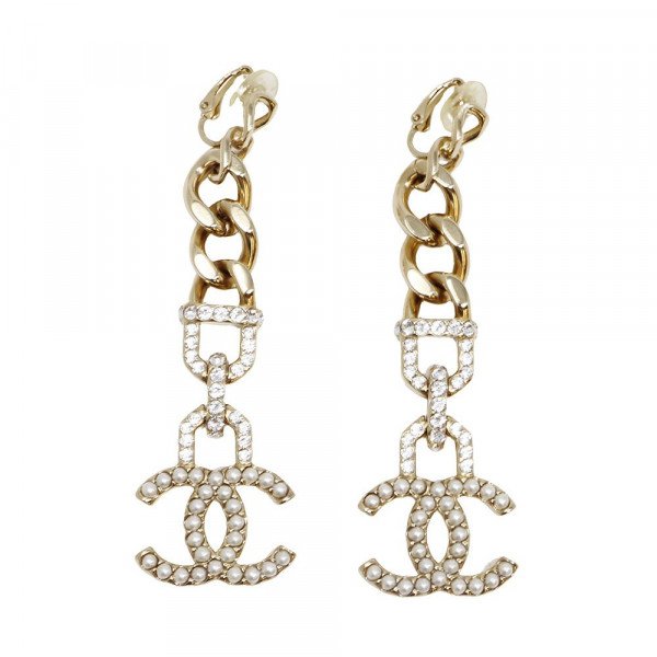 Chanel CC Crystal Studded Silver Tone Drop Earrings Chanel | The Luxury  Closet