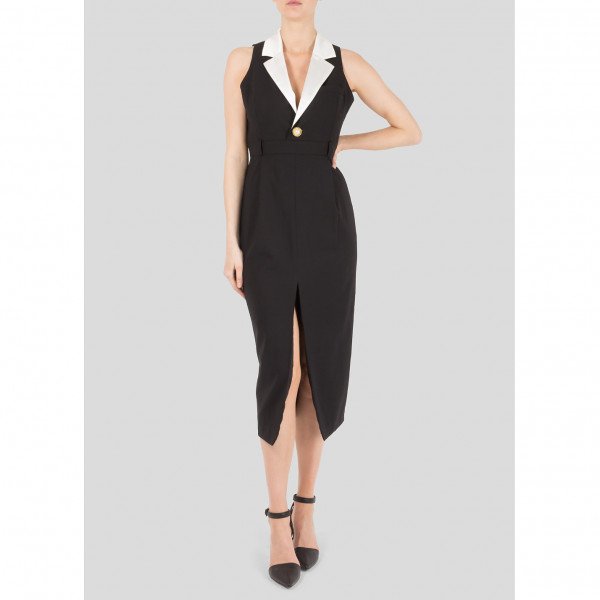 Ronny Kobo Sleeveless Midi Dress With Lapels