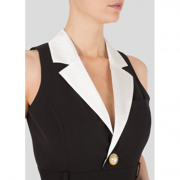 Ronny Kobo Sleeveless Midi Dress With Lapels