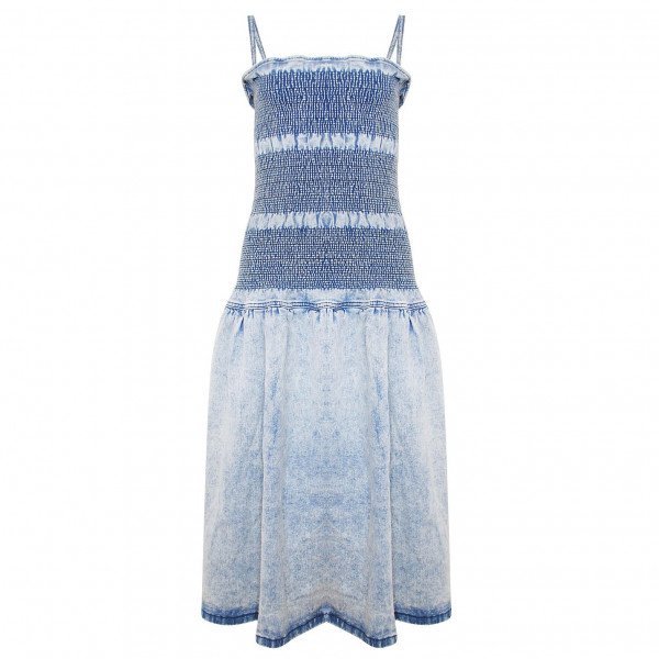 Rent Buy Paper London Shirred Denim Midi Dress MY WARDROBE HQ