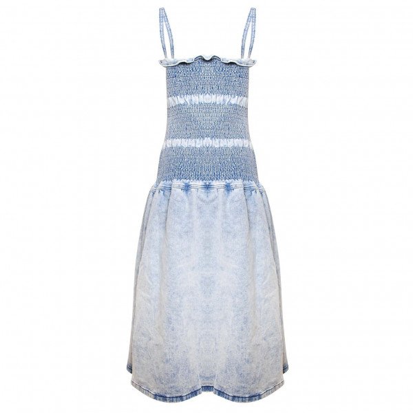 Paper London Shirred Denim Midi Dress