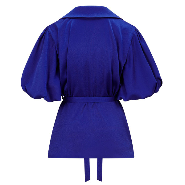 FEMPONIQ Draped Sleeve Satin Blouse