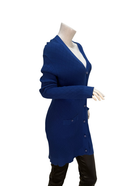 CHANEL Long V-Neck Navy Cardigan