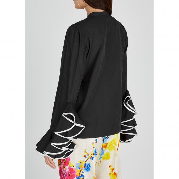 DRIES VAN NOTEN Calfur Ruffle Sleeve Shirt