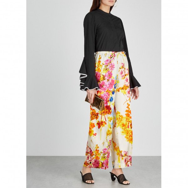 DRIES VAN NOTEN Calfur Ruffle Sleeve Shirt