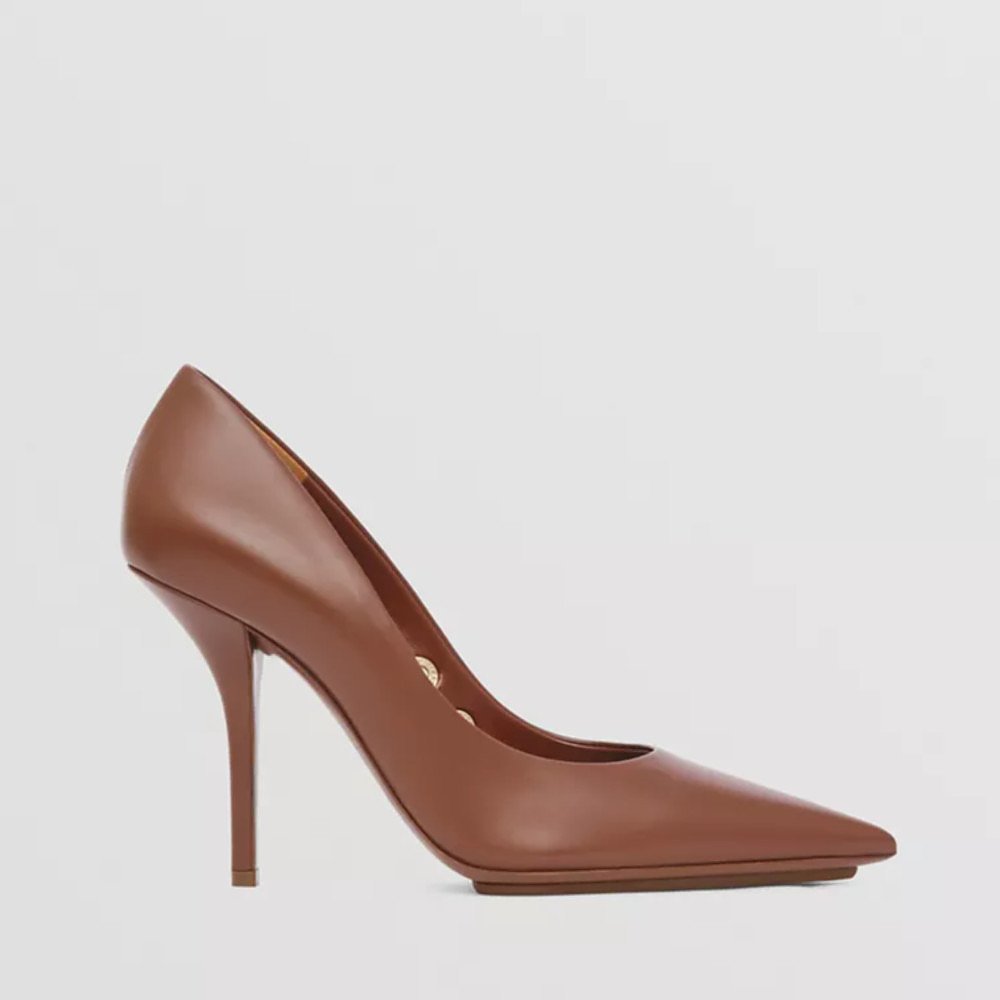 Burberry Eyelet Detail Leather Point-Toe Pumps