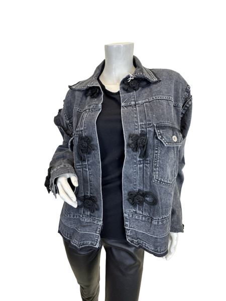 Sacai Washed Denim Hybrid Jacket with Knot Details