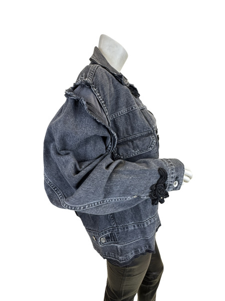 Sacai Washed Denim Hybrid Jacket with Knot Details