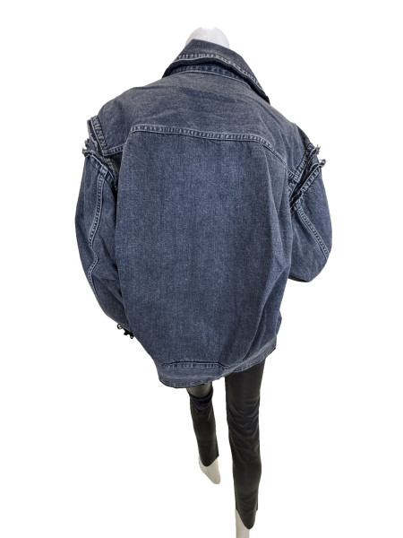 Sacai Washed Denim Hybrid Jacket with Knot Details