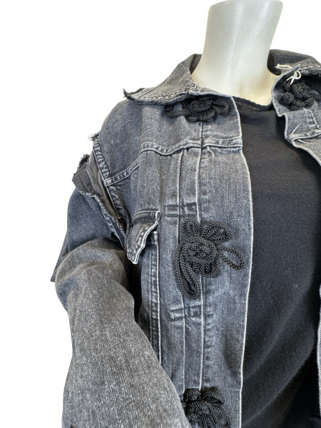 Sacai Washed Denim Hybrid Jacket with Knot Details
