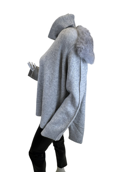 MAX & MOI Cashmere Lounge Set with Fur Collar