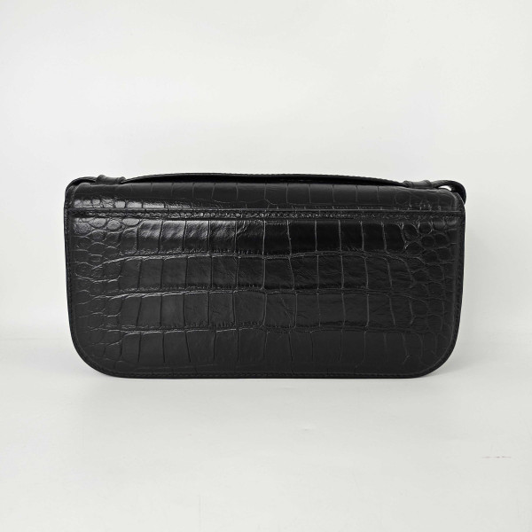 Balenciaga Gossip Small Croc-Effect Leather Shoulder Bag in Black