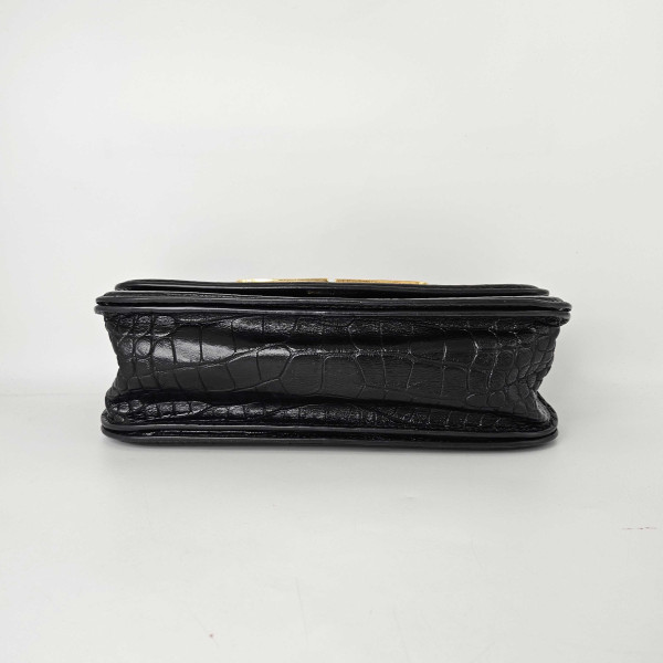 Balenciaga Gossip Small Croc-Effect Leather Shoulder Bag in Black