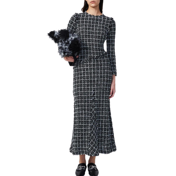 Rodebjer Akande Tweed Long Sleeve Maxi Dress