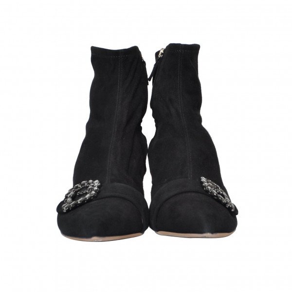 Tabitha Simmons Suede Kitten-Heel Sock Boots