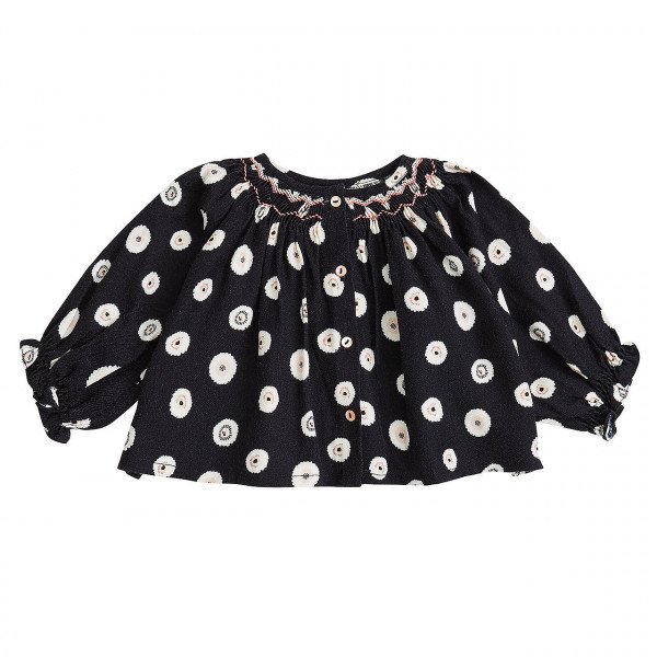 Marie-Chantal Frederica Black Smock Blouse