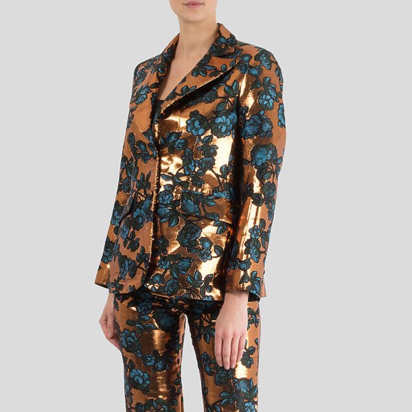 Markus Lupfer Dylan Painted Floral Lurex Blazer