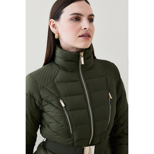 Karen Millen Peplum Belted Puffer Short Coat