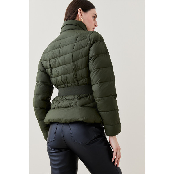 Karen Millen Peplum Belted Puffer Short Coat