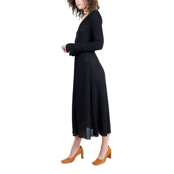 ROTATE Birger Christensen Stretch Deep V-Neck Midi Dress
