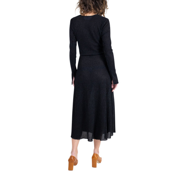 ROTATE Birger Christensen Stretch Deep V-Neck Midi Dress