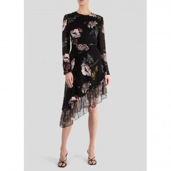 Markus Lupfer Kasey Garden Bloom Velvet Devore Dress