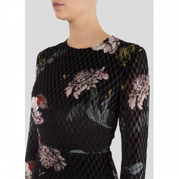 Markus Lupfer Kasey Garden Bloom Velvet Devore Dress