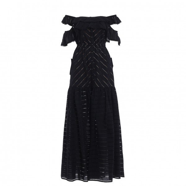 Self-Portrait Embroidered Cotton Maxi Dress