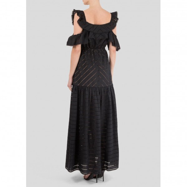 Self-Portrait Embroidered Cotton Maxi Dress