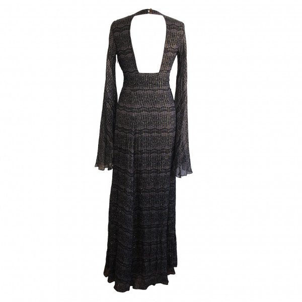 Dhela Metallic-Detail Bell Sleeve Gown