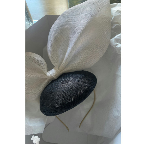 Ruby Bose Ruby Bose Black & White Bow Fascinator/Hat