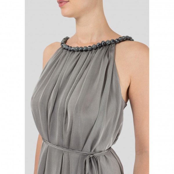 Thomas Wylde Silk Mini Dress with Beaded Neckline